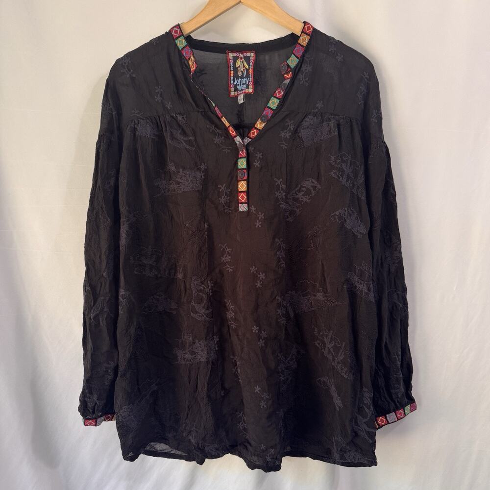 Johnny Was Sante Fe Leta Tunic Top Oversized Size Small Boho Aztec Equestrian